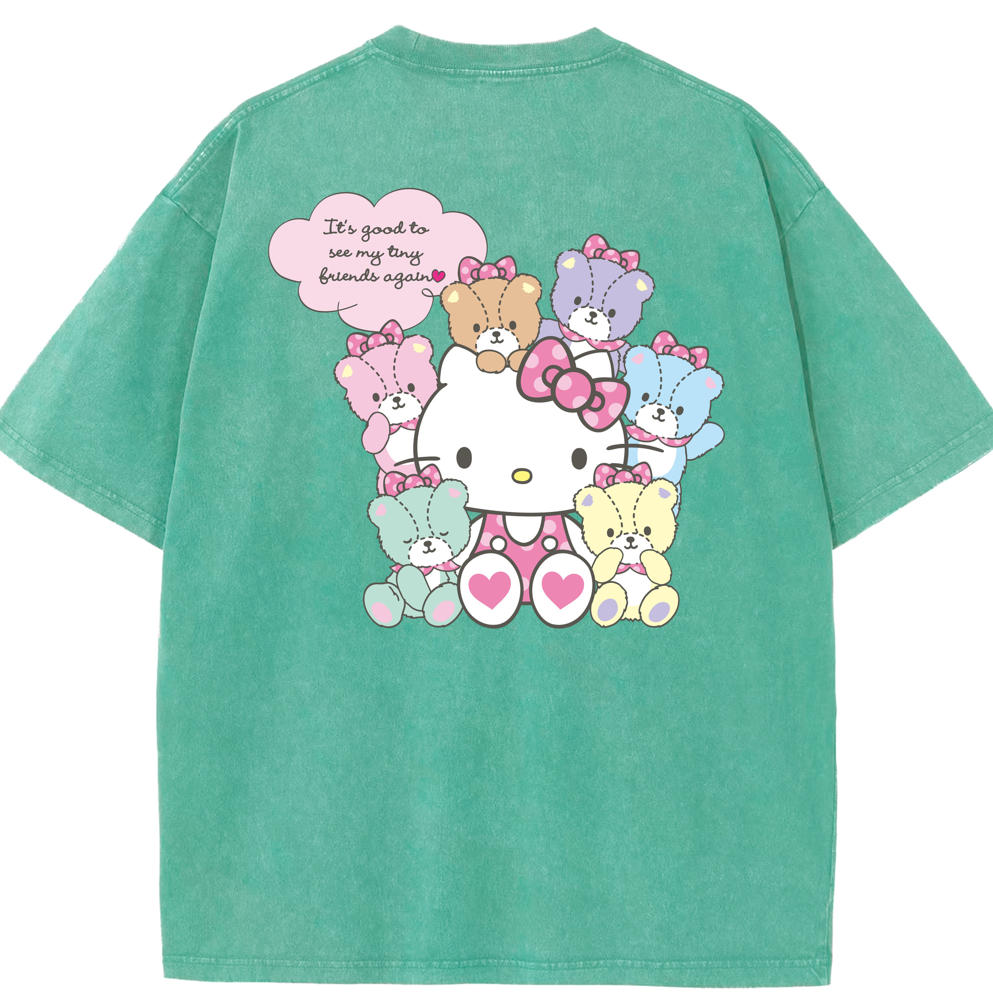 （画像用） Hello Kitty ハローキティ 綿100% ヴィンテージ風 半袖Tシャツ（背面プリント）